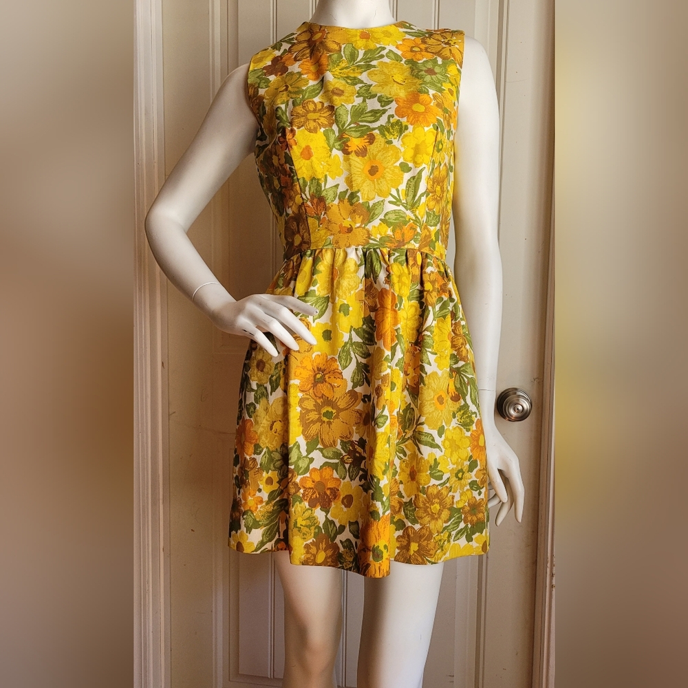 Vintage 50s Handmade Fit And Flare Floral Dress Modern S